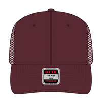 OTTO 112-1 6 Panel Mid Profile Mesh Back Trucker Cap - Maroon - Maroon / 7 3/8’’ - 7 5/8’’