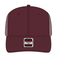OTTO 112-1 6 Panel Mid Profile Mesh Back Trucker Cap - Maroon - Maroon / 7 3/8’’ - 7 5/8’’