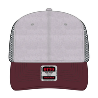 OTTO 112-1 6 Panel Mid Profile Mesh Back Trucker Cap - Mrn/H.Gry/Ch.Gry - Mrn/H.Gry/Ch.Gry / 7 3/8’’ - 7 5/8’’