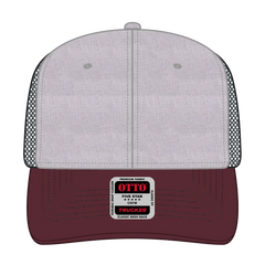 OTTO 112-1 6 Panel Mid Profile Mesh Back Trucker Cap - Mrn/H.Gry/Ch.Gry - Mrn/H.Gry/Ch.Gry / 7 3/8’’ - 7 5/8’’