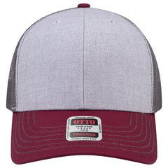 OTTO 112-1 6 Panel Mid Profile Mesh Back Trucker Cap - Mrn/H.Gry/Ch.Gry - Mrn/H.Gry/Ch.Gry / 7 3/8’’ - 7 5/8’’