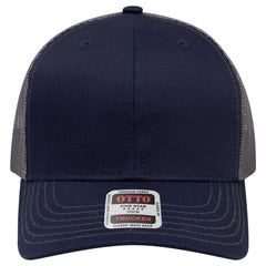 OTTO 112-1 6 Panel Mid Profile Mesh Back Trucker Cap - Nvy/Nvy/Ch.Gry - Nvy/Nvy/Ch.Gry / 7 3/8’’ - 7 5/8’’