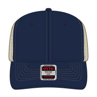 OTTO 112-1 6 Panel Mid Profile Mesh Back Trucker Cap - Nvy/Nvy/Kha - Nvy/Nvy/Kha / 7 3/8’’ - 7 5/8’’