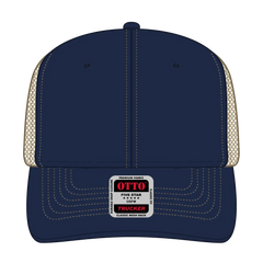 OTTO 112-1 6 Panel Mid Profile Mesh Back Trucker Cap - Nvy/Nvy/Kha - Nvy/Nvy/Kha / 7 3/8’’ - 7 5/8’’