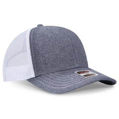 OTTO 112-1 6 Panel Mid Profile Mesh Back Trucker Cap - Nvy/Wht - Nvy/Wht / 7 3/8’’ - 7 5/8’’