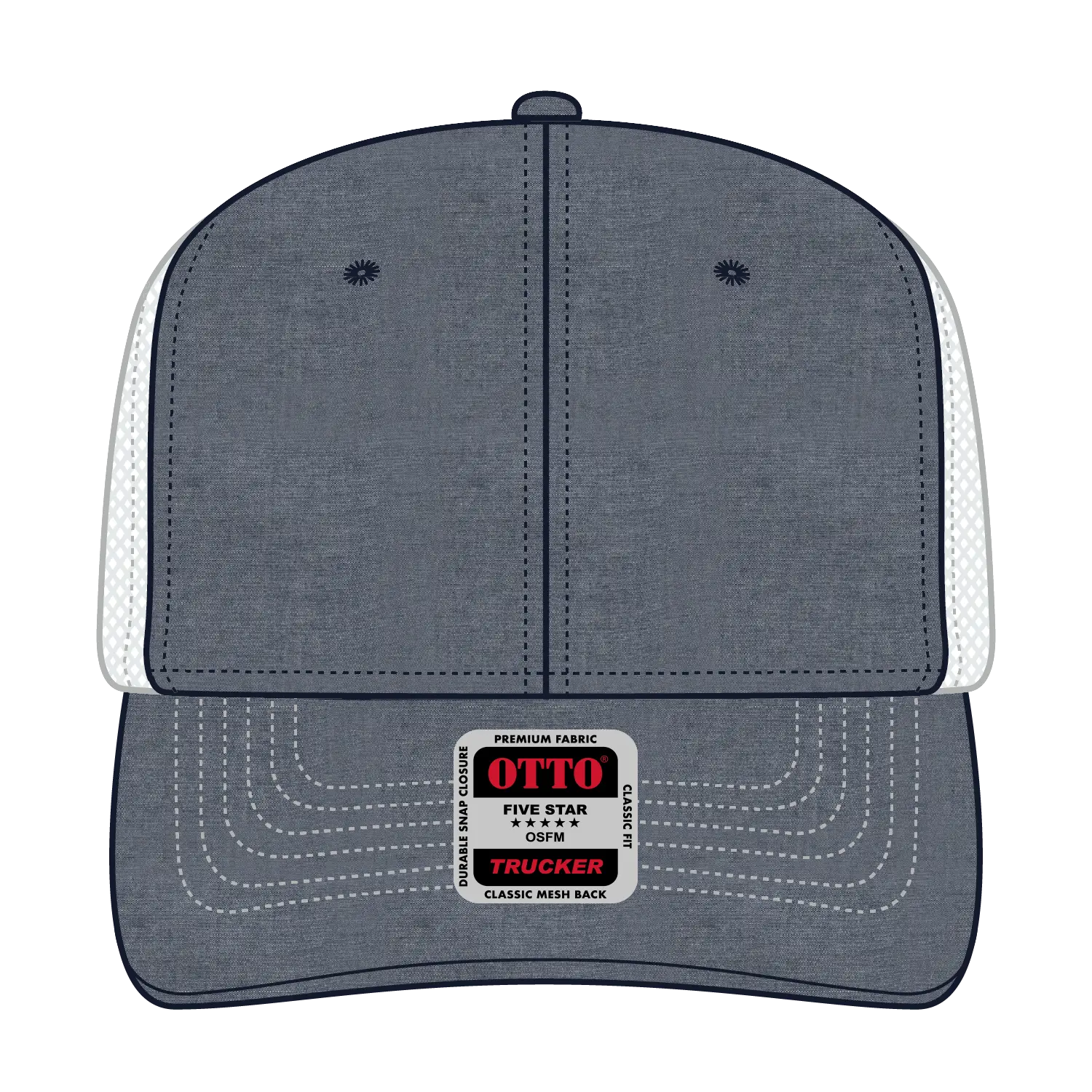 OTTO 112-1 6 Panel Mid Profile Mesh Back Trucker Cap - Nvy/Wht - Nvy/Wht / 7 3/8’’ - 7 5/8’’