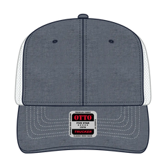 OTTO 112-1 6 Panel Mid Profile Mesh Back Trucker Cap - Nvy/Wht - Nvy/Wht / 7 3/8’’ - 7 5/8’’