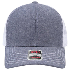 OTTO 112-1 6 Panel Mid Profile Mesh Back Trucker Cap - Nvy/Wht - Nvy/Wht / 7 3/8’’ - 7 5/8’’