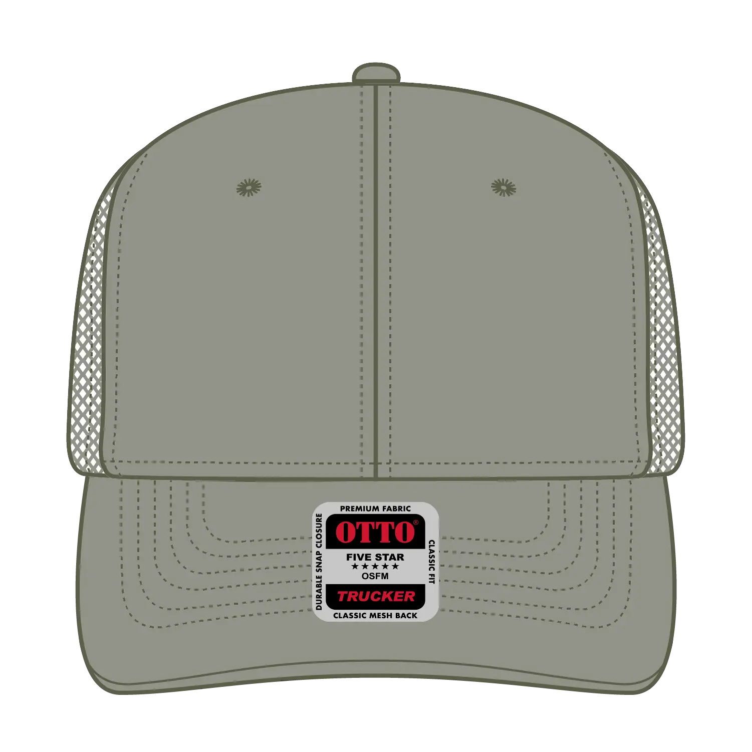 OTTO 112-1 6 Panel Mid Profile Mesh Back Trucker Cap - Ol. Green - Ol. Green / 7 3/8’’ - 7 5/8’’