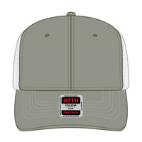OTTO 112-1 6 Panel Mid Profile Mesh Back Trucker Cap - Ol.Grn/Ol.Grn/Wht - Ol.Grn/Ol.Grn/Wht / 7 3/8’’ - 7 5/8’’