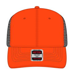 OTTO 112-1 6 Panel Mid Profile Mesh Back Trucker Cap - Org/Org/Blk - Org/Org/Blk / 7 3/8’’ - 7 5/8’’