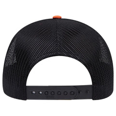 OTTO 112-1 6 Panel Mid Profile Mesh Back Trucker Cap - Org/Org/Blk - Org/Org/Blk / 7 3/8’’ - 7 5/8’’