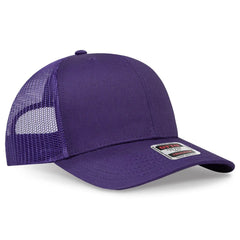 OTTO 112-1 6 Panel Mid Profile Mesh Back Trucker Cap - Purple - Purple / 7 3/8’’ - 7 5/8’’