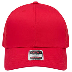 OTTO 112-1 6 Panel Mid Profile Mesh Back Trucker Cap - Red