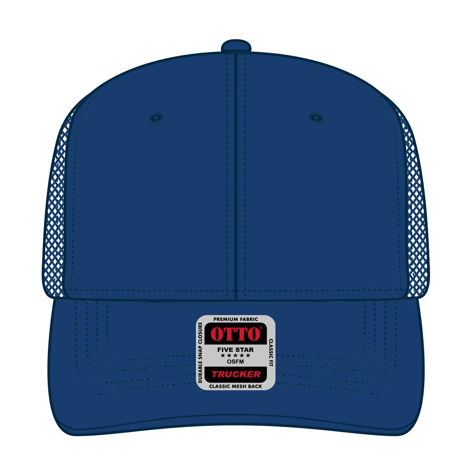 OTTO 112-1 6 Panel Mid Profile Mesh Back Trucker Cap - Royal - Royal / 7 3/8’’ - 7 5/8’’