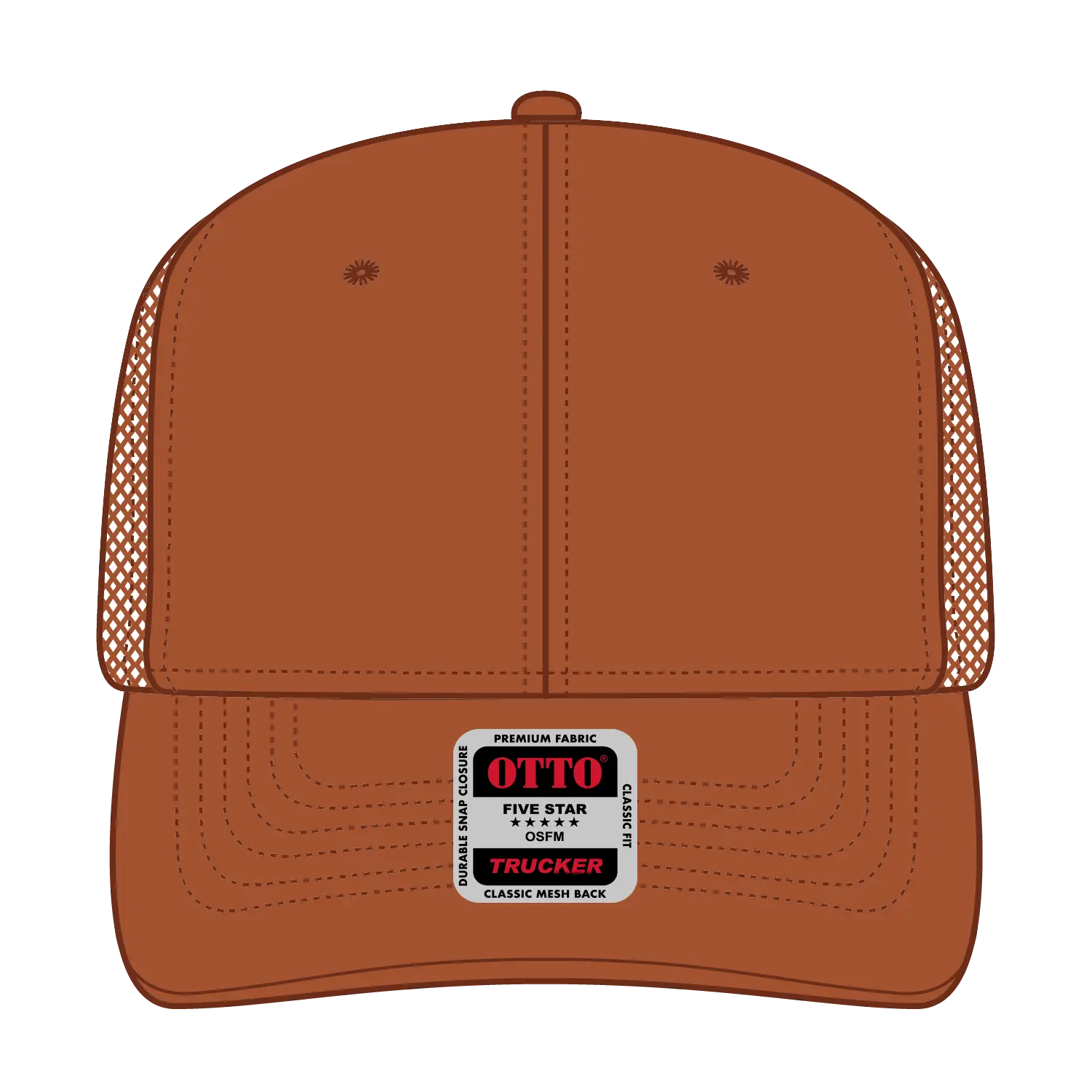 OTTO 112-1 6 Panel Mid Profile Mesh Back Trucker Cap - Tx. Orange - Tx. Orange / 7 3/8’’ - 7 5/8’’