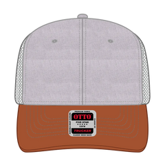 OTTO 112-1 6 Panel Mid Profile Mesh Back Trucker Cap - Tx.Org/H.Gry/Gry - Tx.Org/H.Gry/Gry / 7 3/8’’ - 7 5/8’’