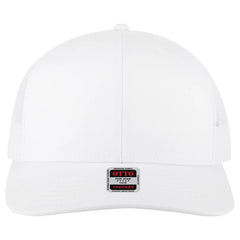OTTO 112-1 6 Panel Mid Profile Mesh Back Trucker Cap - White