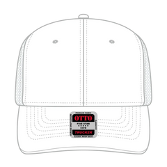 OTTO 112-1 6 Panel Mid Profile Mesh Back Trucker Cap - White - White / 7 3/8’’ - 7 5/8’’