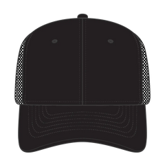 OTTO 112-3 6 Panel Mid Profile Mesh Back Trucker Cap - Black - Black / 7 3/8’’ - 7 5/8’’