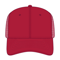 OTTO 112-3 6 Panel Mid Profile Mesh Back Trucker Cap - Red - Red / 7 3/8’’ - 7 5/8’’