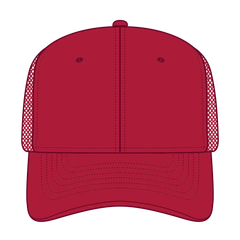 OTTO 112-3 6 Panel Mid Profile Mesh Back Trucker Cap - Red - Red / 7 3/8’’ - 7 5/8’’