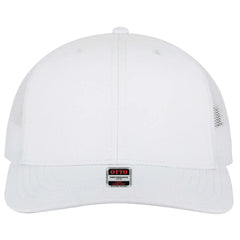 OTTO 112-3 6 Panel Mid Profile Mesh Back Trucker Cap - White - White / 7 3/8’’ - 7 5/8’’