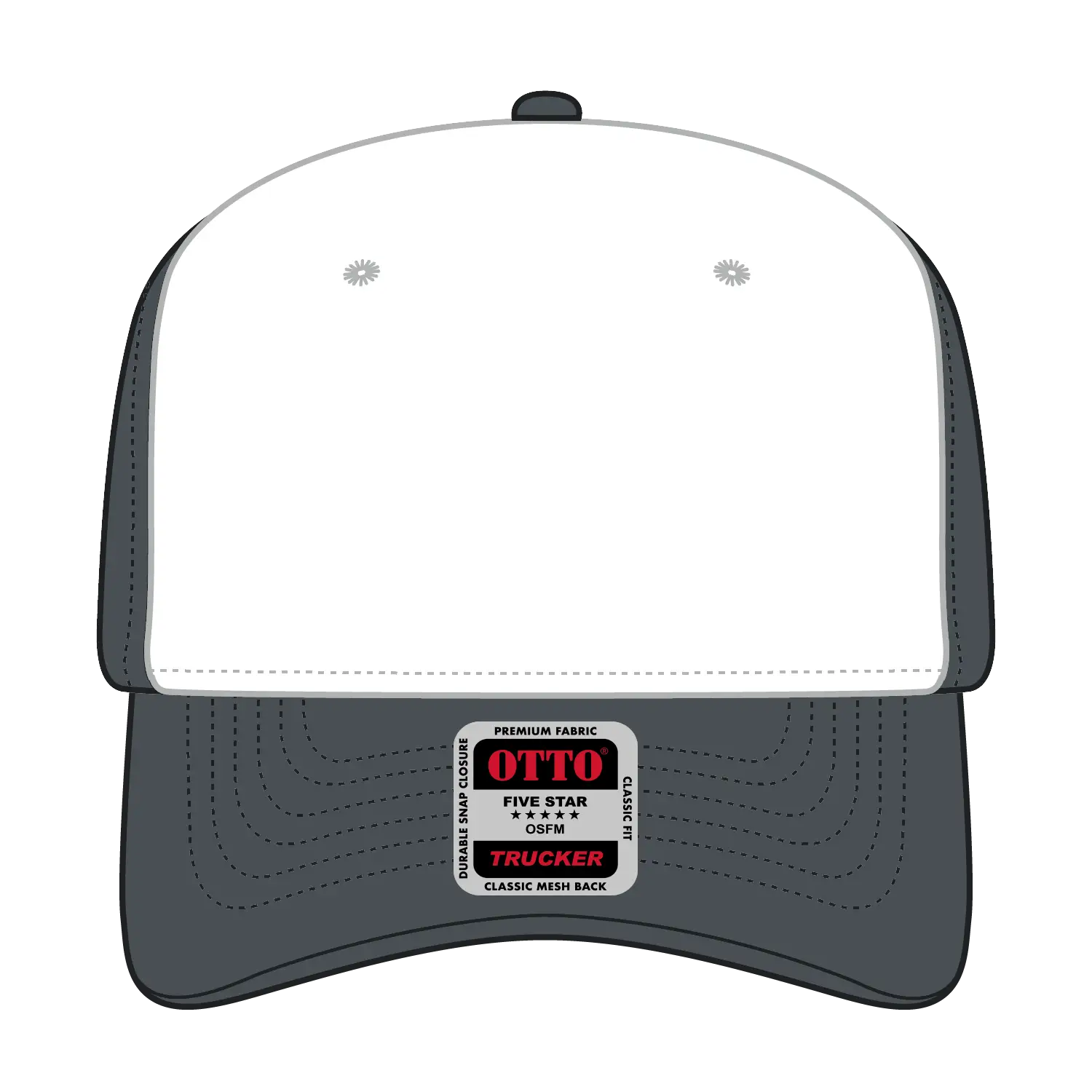 OTTO 1120-1 Seamless 6 Panel Mid Profile Mesh Back Trucker Cap - Ch.Gry/Wht/Ch.Gry - Ch.Gry/Wht/Ch.Gry / 7 3/8’’ - 7