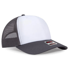 OTTO 1120-1 Seamless 6 Panel Mid Profile Mesh Back Trucker Cap - Ch.Gry/Wht/Ch.Gry - Ch.Gry/Wht/Ch.Gry / 7 3/8’’ - 7