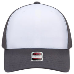 OTTO 1120-1 Seamless 6 Panel Mid Profile Mesh Back Trucker Cap - Ch.Gry/Wht/Ch.Gry - Ch.Gry/Wht/Ch.Gry / 7 3/8’’ - 7
