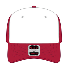OTTO 1120-1 Seamless 6 Panel Mid Profile Mesh Back Trucker Cap - Red/Wht/Red - Red/Wht/Red / 7 3/8’’ - 7 5/8’’