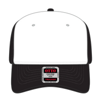 OTTO 1120-1 Seamless 6 Panel Mid Profile Mesh Back Trucker Cap - Blk/Wht/Blk - Blk/Wht/Blk / 7 3/8’’ - 7 5/8’’