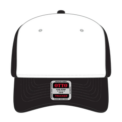 OTTO 1120-1 Seamless 6 Panel Mid Profile Mesh Back Trucker Cap - Blk/Wht/Blk - Blk/Wht/Blk / 7 3/8’’ - 7 5/8’’
