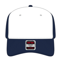 OTTO 1120-1 Seamless 6 Panel Mid Profile Mesh Back Trucker Cap - Nvy/Wht/Nvy - Nvy/Wht/Nvy / 7 3/8’’ - 7 5/8’’