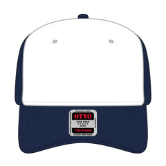 OTTO 1120-1 Seamless 6 Panel Mid Profile Mesh Back Trucker Cap - Nvy/Wht/Nvy - Nvy/Wht/Nvy / 7 3/8’’ - 7 5/8’’