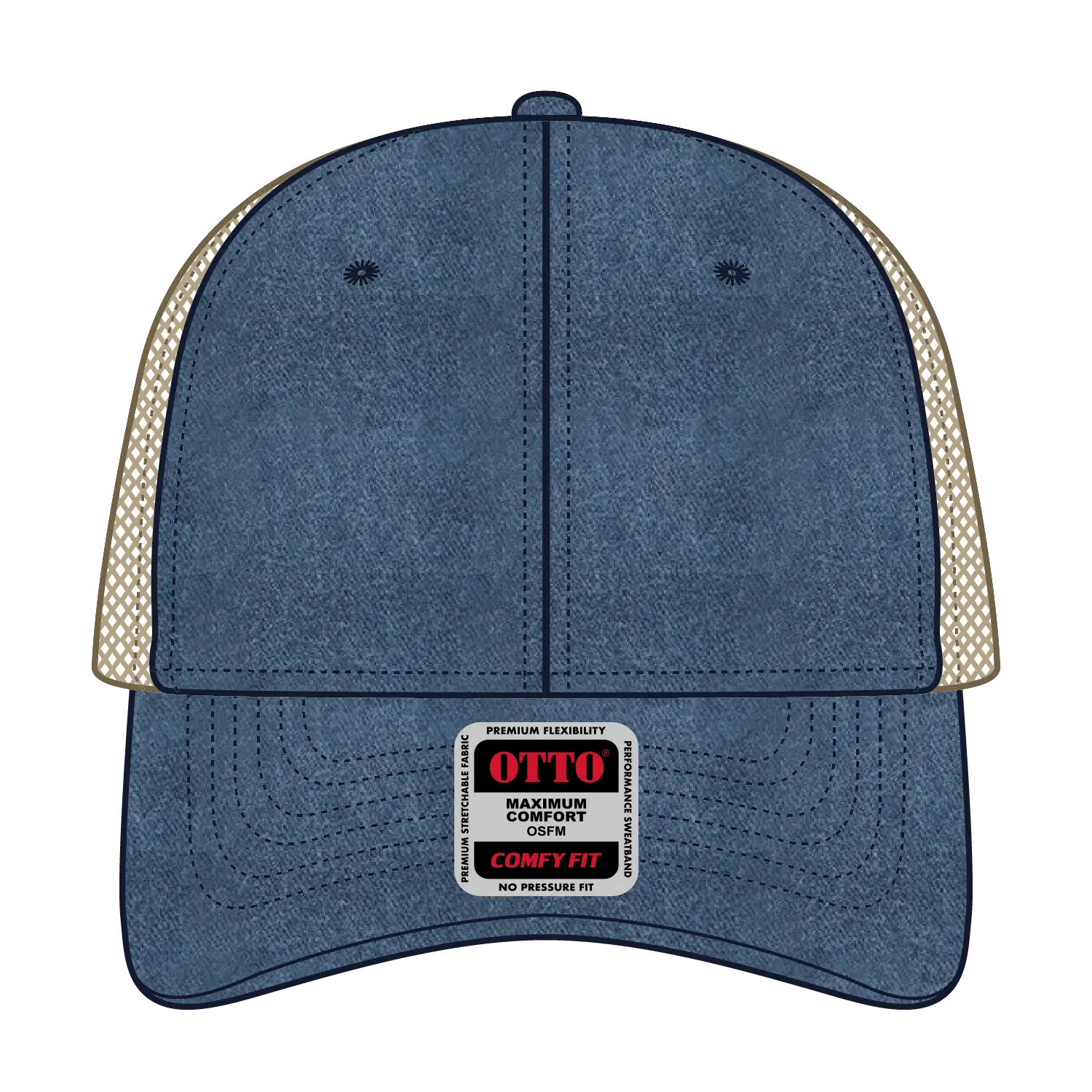 OTTO 121-1202 ’OTTO Comfy Fit’ 6 Panel Low Profile Mesh Back Trucker Cap - Nvy/Nvy/Kha - Nvy/Nvy/Kha / 7 3/8’’ - 7 5/8’’