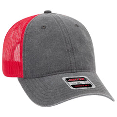OTTO 121-1202 ’OTTO Comfy Fit’ 6 Panel Low Profile Mesh Back Trucker Cap - Blk/Blk/Red - Blk/Blk/Red / 7 3/8’’ - 7 5/8’’