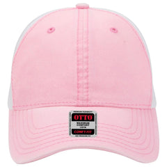 OTTO 121-1202 ’OTTO Comfy Fit’ 6 Panel Low Profile Mesh Back Trucker Cap - Pnk/Pnk/Wht - Pnk/Pnk/Wht / 7 3/8’’ - 7 5/8’’