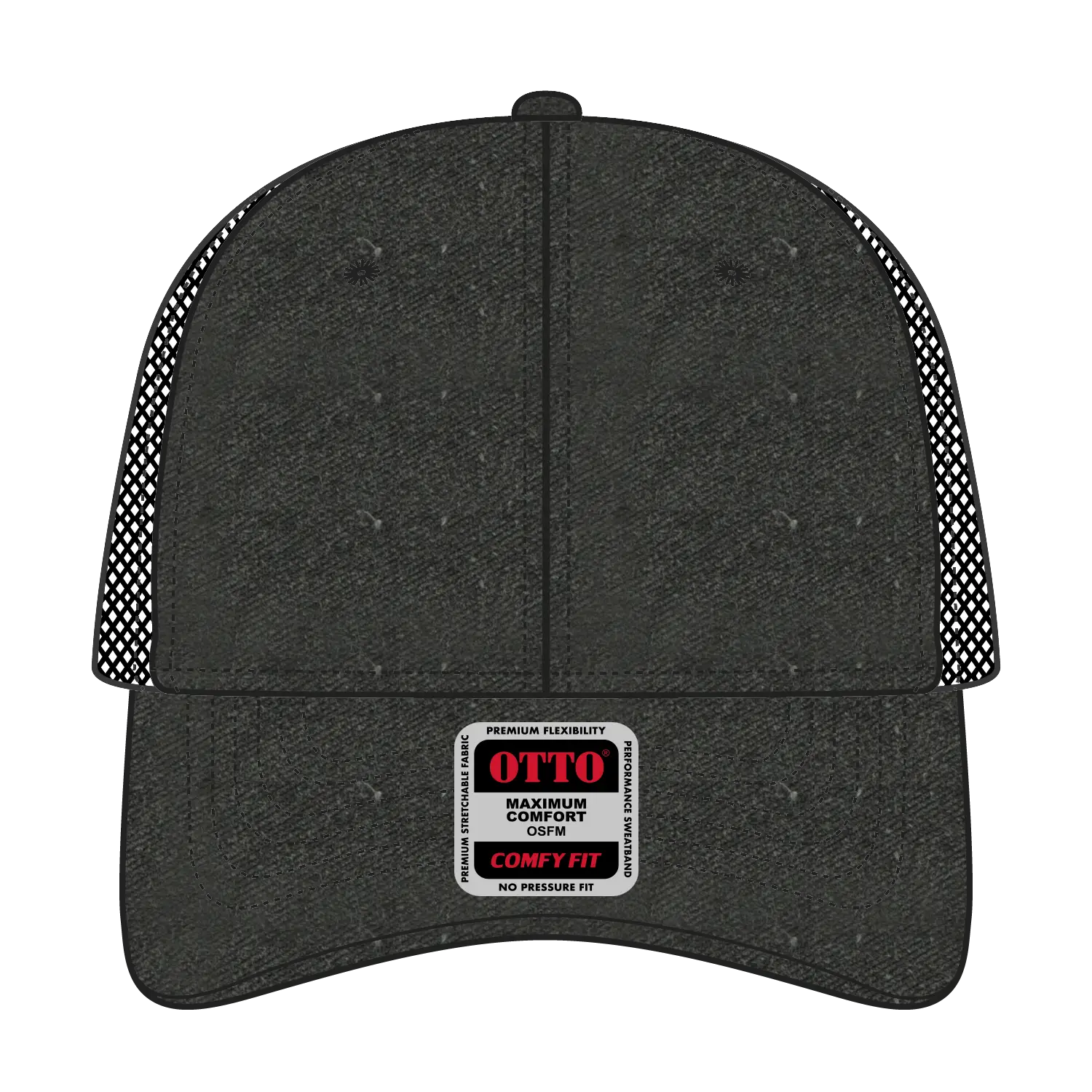 OTTO 121-1202 ’OTTO Comfy Fit’ 6 Panel Low Profile Mesh Back Trucker Cap - Black - Black / 7 3/8’’ - 7 5/8’’
