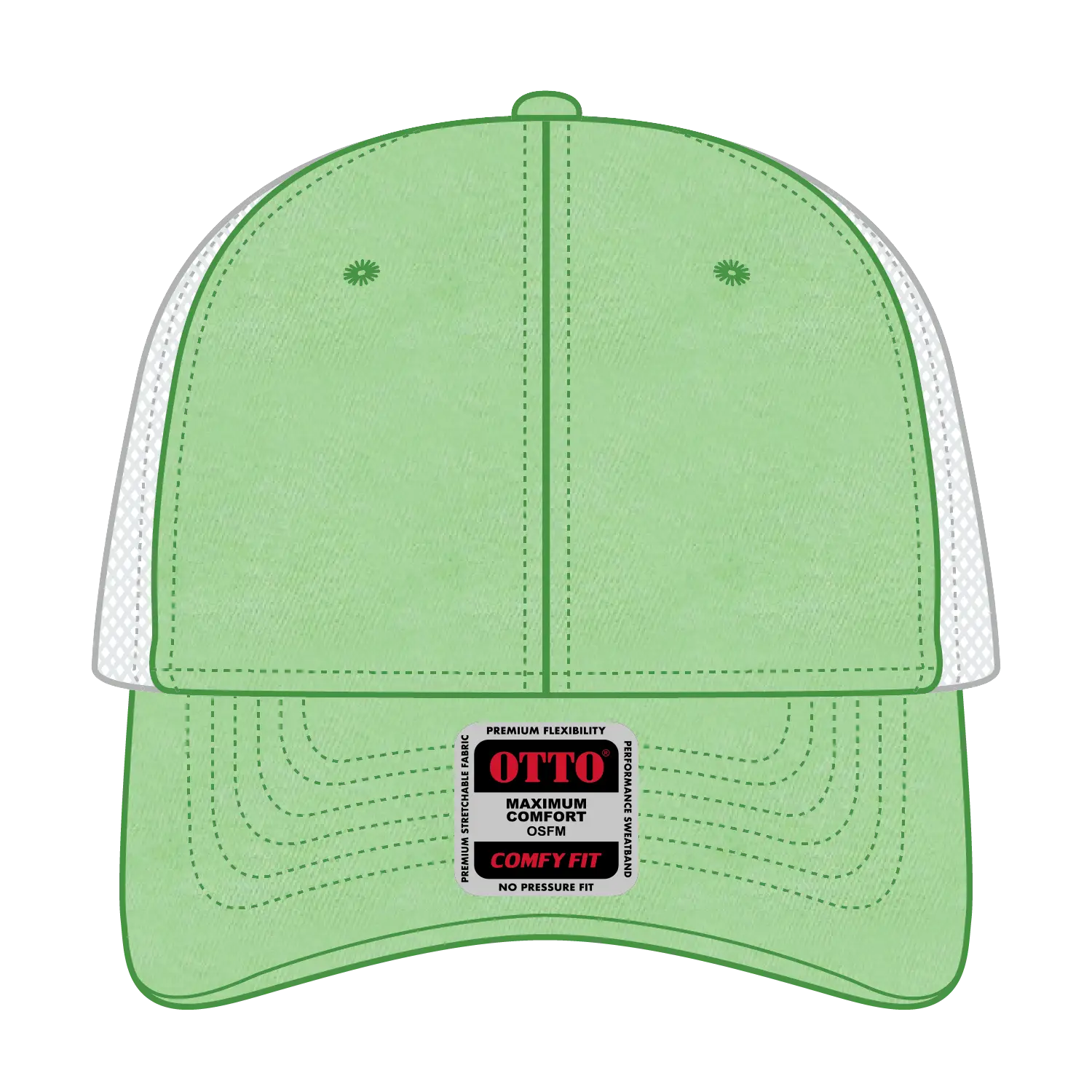 OTTO 121-1202 ’OTTO Comfy Fit’ 6 Panel Low Profile Mesh Back Trucker Cap - Lime/Lime/Wht - Lime/Lime/Wht / 7 3/8’’ - 7