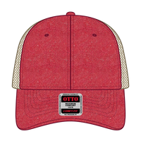 OTTO 121-1202 ’OTTO Comfy Fit’ 6 Panel Low Profile Mesh Back Trucker Cap - Red/Red/Kha - Red/Red/Kha / 7 3/8’’ - 7 5/8’’