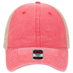 OTTO 121-1202 ’OTTO Comfy Fit’ 6 Panel Low Profile Mesh Back Trucker Cap - Red/Red/Kha - Red/Red/Kha / 7 3/8’’ - 7 5/8’’