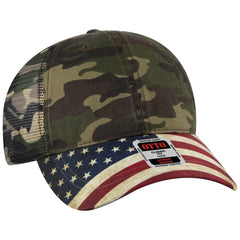 OTTO 121-1281 6 Panel Low Profile Mesh Back Trucker Dad Cap - Camo 008 - Camo 008 / 7 3/8’’ - 7 5/8’’