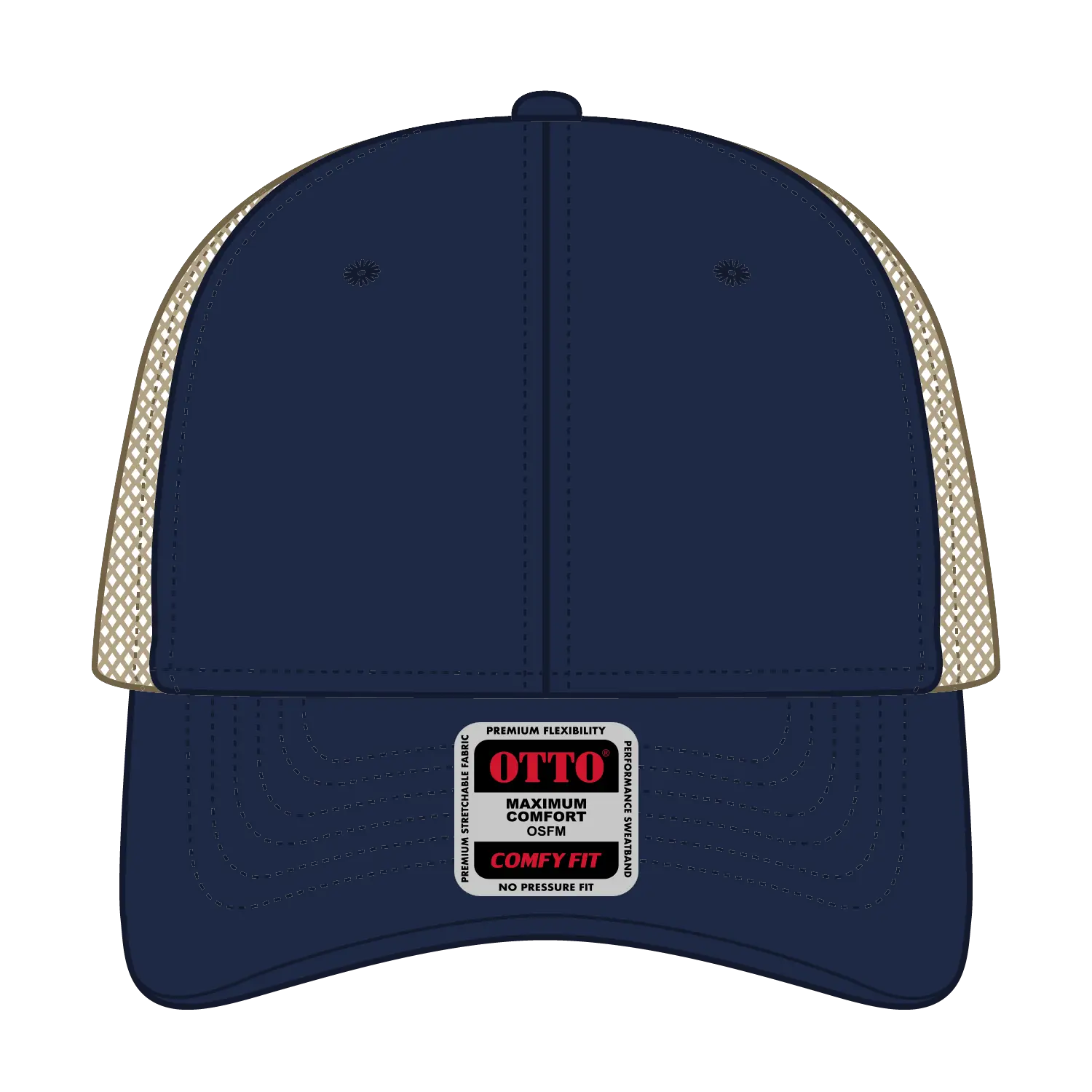 OTTO 121-1297 6 Panel Low Profile Mesh Back Trucker Dad Cap - Nvy/Nvy/Kha - Nvy/Nvy/Kha / 6 1/2’’ - 7 5/8’’
