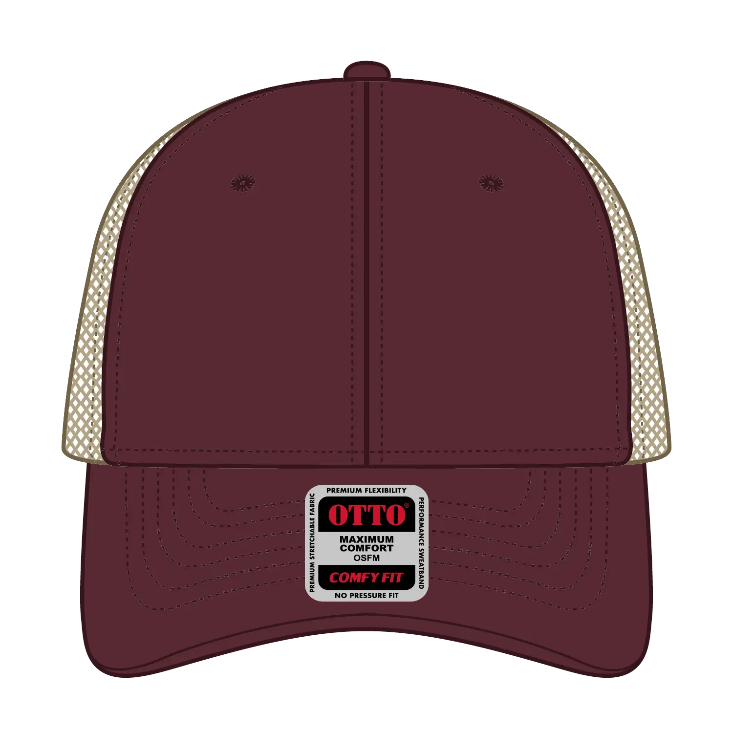 OTTO 121-1297 6 Panel Low Profile Mesh Back Trucker Dad Cap - Marn/Marn/Kha - Marn/Marn/Kha / 6 1/2’’ - 7 5/8’’