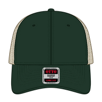 OTTO 121-1297 6 Panel Low Profile Mesh Back Trucker Dad Cap - Dk.Grn/Dk.Grn/Kha - Dk.Grn/Dk.Grn/Kha / 6 1/2’’ - 7 5/8’’