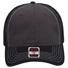 OTTO 121-858 6 Panel Low Profile Mesh Back Trucker Dad Cap - Blk/Ch.Gry/Blk - Blk/Ch.Gry/Blk / 6 1/2’’ - 7 5/8’’