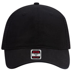 OTTO 121-858 6 Panel Low Profile Mesh Back Trucker Dad Cap - Black - Black / 6 1/2’’ - 7 5/8’’