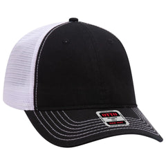 OTTO 121-858 6 Panel Low Profile Mesh Back Trucker Dad Cap - Blk/Blk/Wht - Blk/Blk/Wht / 6 1/2’’ - 7 5/8’’
