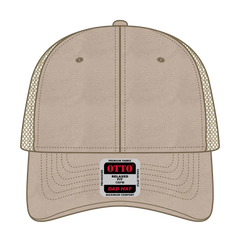 OTTO 121-858 6 Panel Low Profile Mesh Back Trucker Dad Cap - Khaki - Khaki / 6 1/2’’ - 7 5/8’’